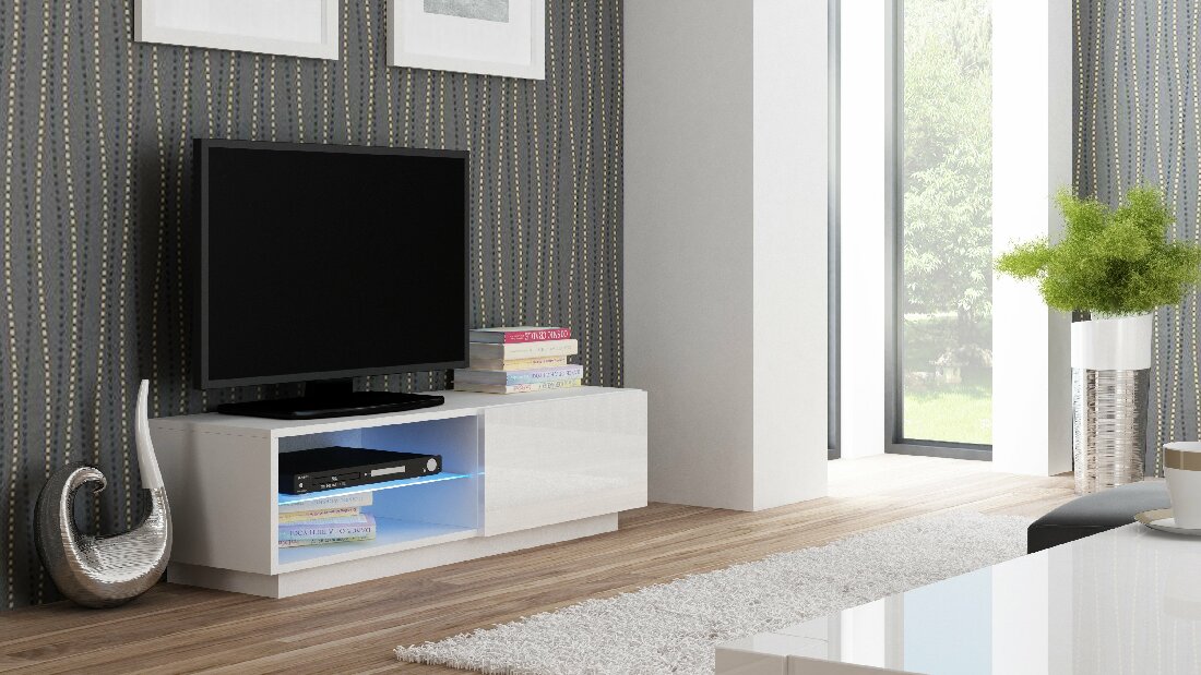 TV stolek/skříňka Livo RTV-120S (bílá + lesk bílý) *výprodej