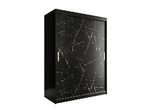 Šatní skříň 150 cm Marbelo T (matná černá + černý mramor)