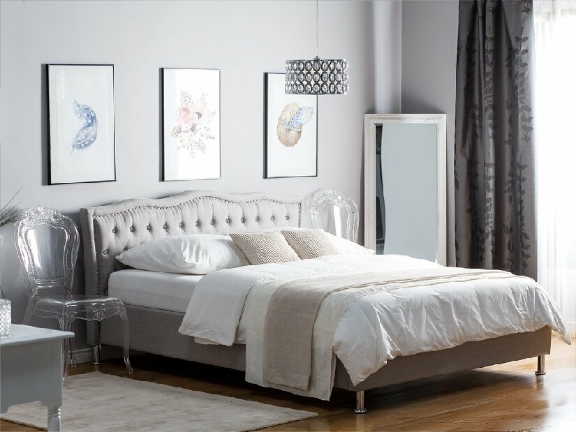 Manželská postel 160 cm MATH (s roštem) (šedá)