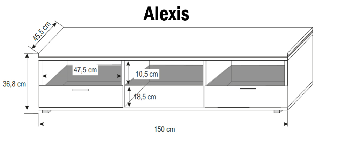 TV stolek/skříňka Alexis (s osvětlením)