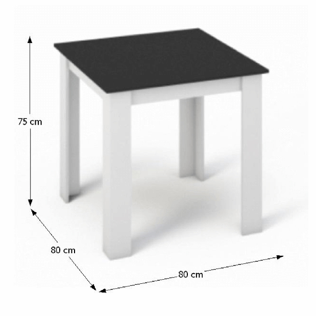 Jídelní stůl Kean (čtverec) (pro 4 osoby) (bílá + černá)