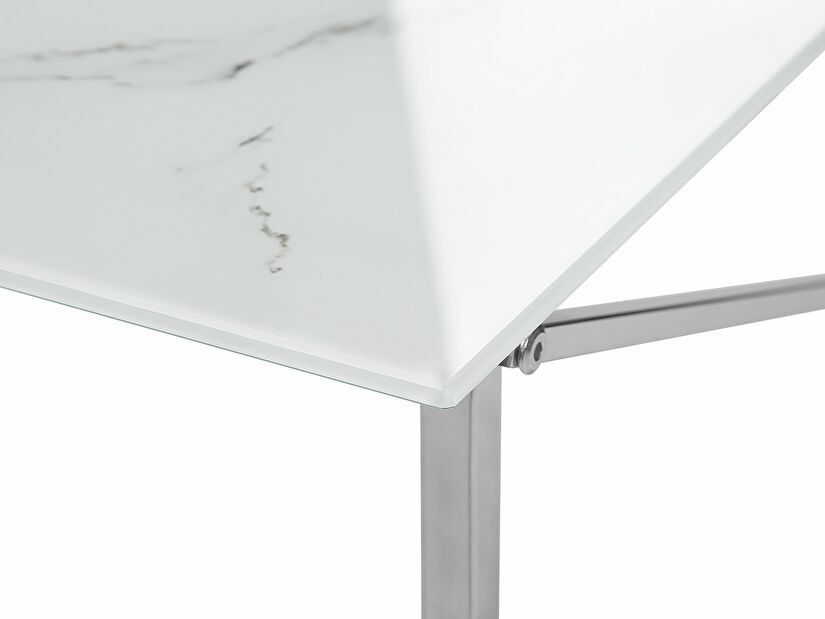 Konferenční stolek Elison (bílá + stříbrná) (mramorový efekt)
