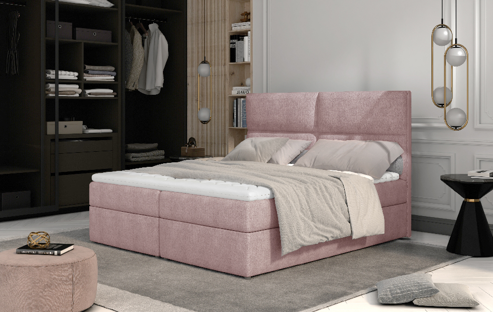 Kontinentální postel 165 cm Alyce (růžová) (s matracemi)