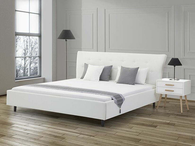 Manželská postel 160 cm SANTORI (s roštem) (bílá)