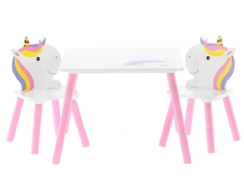 Dětský set stolek a židle Lillyann (bílá + růžová)