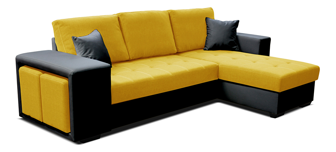 Rohová sedací souprava Thema Lux 2F+L (žlutá + černá) (P)