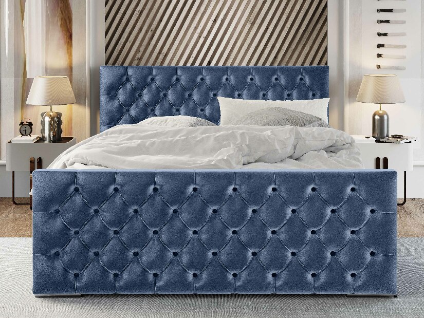 Manželská postel 160 cm Velva (světle modrá) (s roštem a úložným prostorem)