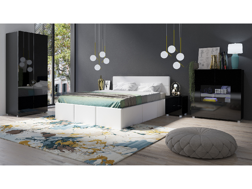 Manželská postel 170 cm Calabria P (bílá ekokůže) (s roštem)