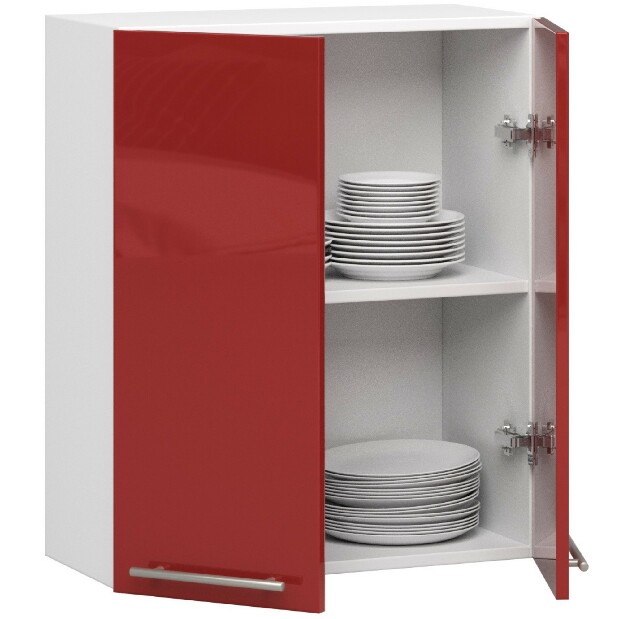 Horní kuchyňská skříňka Ozara W60 H720 (bílá + červený lesk)