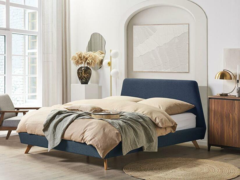 Manželská postel 160 cm VENITO (s roštem) (tmavomodrá)