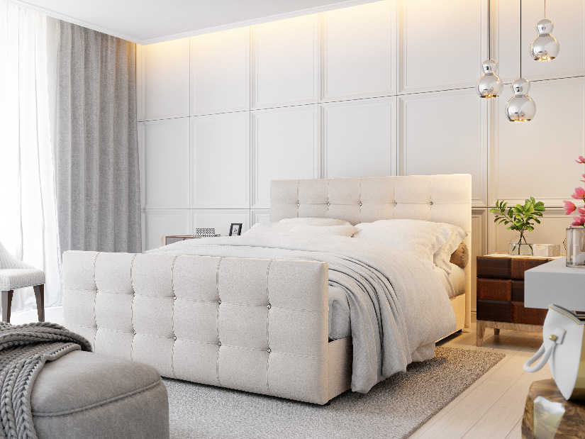 Manželská postel 160 cm Futura Kloe Eko (s matrací a roštem) (bílá)