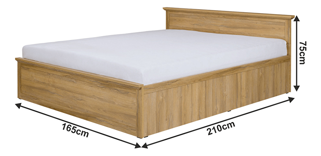 Manželská postel 160 cm Leoras MZ21 (s roštem) (dub grand) *výprodej