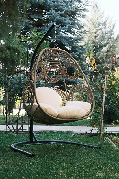 Zahradní houpací židle Olsenka (krémová + béžová)