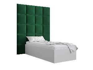 Jednolůžková postel s čalouněným čelem 90 cm Brittany 3 (bílá matná + zelená) (s roštem)