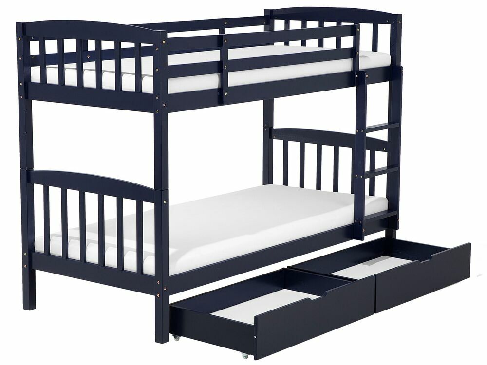 Patrová postel 90 cm REWIND (tmavě modrá) (s roštem a úl. prostorem)