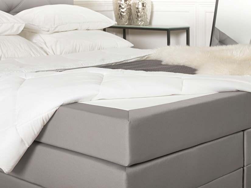 Kontinentální postel 160 cm MILADY (šedá) (s matrací a úložným prostorem)