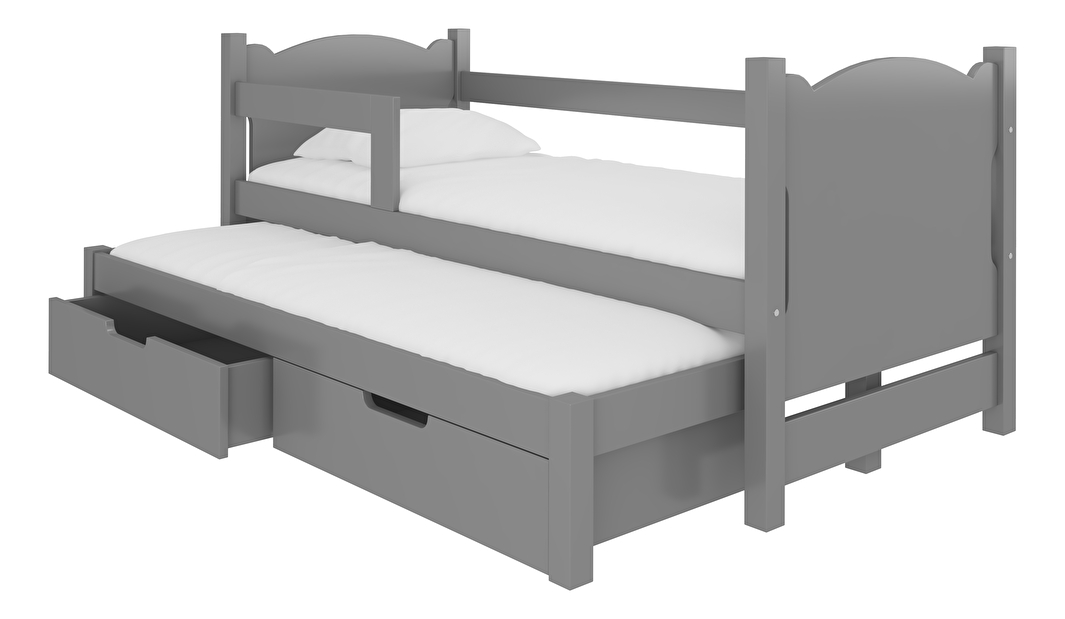 Rozkládací dětská postel 180x75 cm Chloe (s roštem a matrací) (šedá)