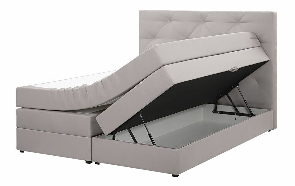 Kontinentální postel 160 cm MILADY (šedá) (s matrací a úložným prostorem)