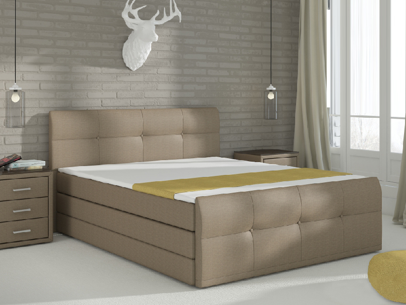 Manželská postel Boxspring 160 cm Palermo (s matracemi a úl. prostorem)