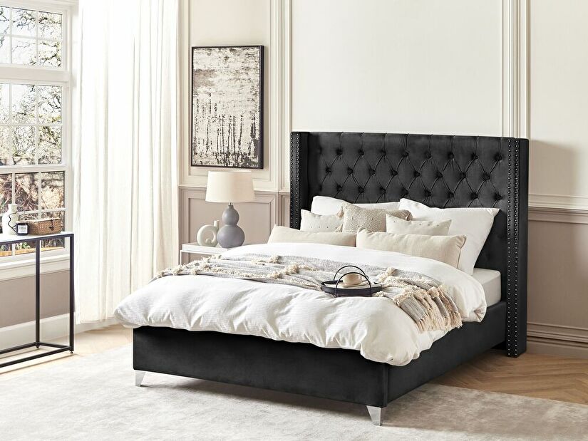 Manželská postel 140 cm Lubbka (černá) (s roštem)