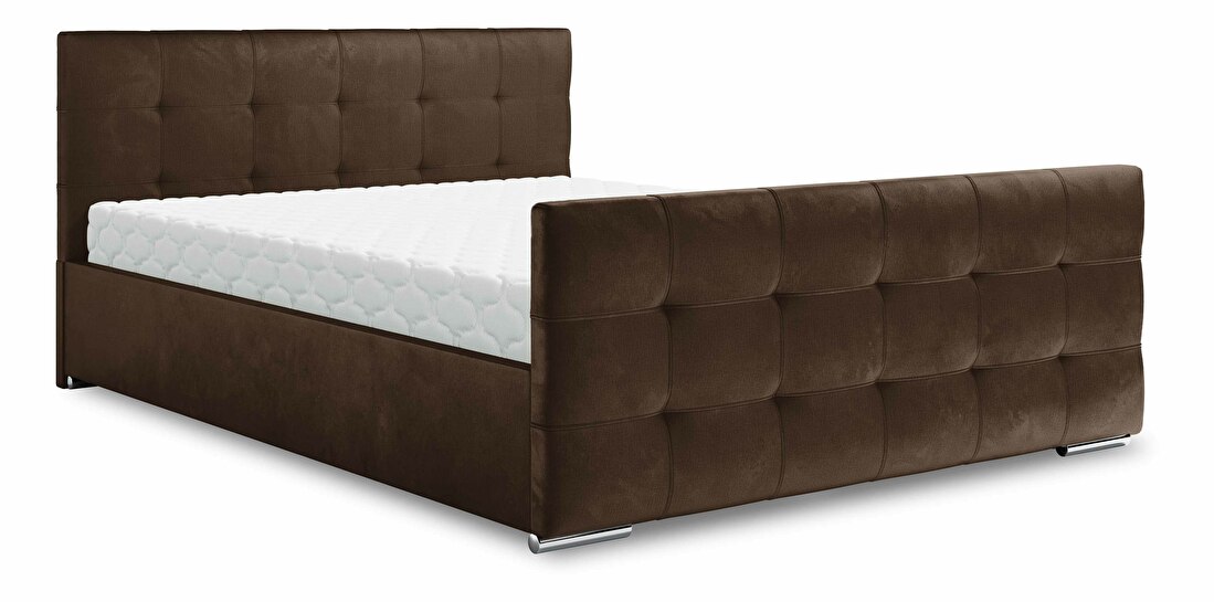 Manželská postel 160 cm Billie (hnědá) (s roštem a úložným prostorem)