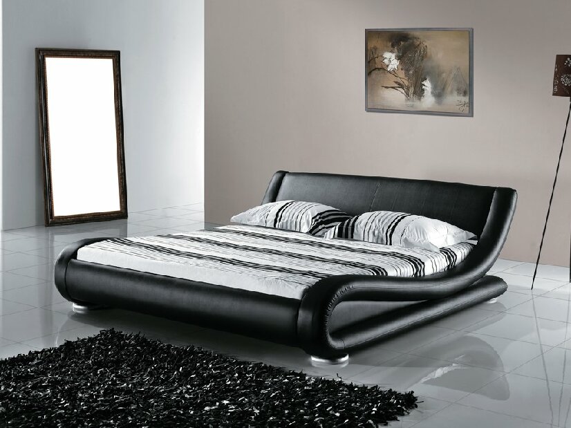Manželská postel 160 cm AVENUE (s roštem) (černá)