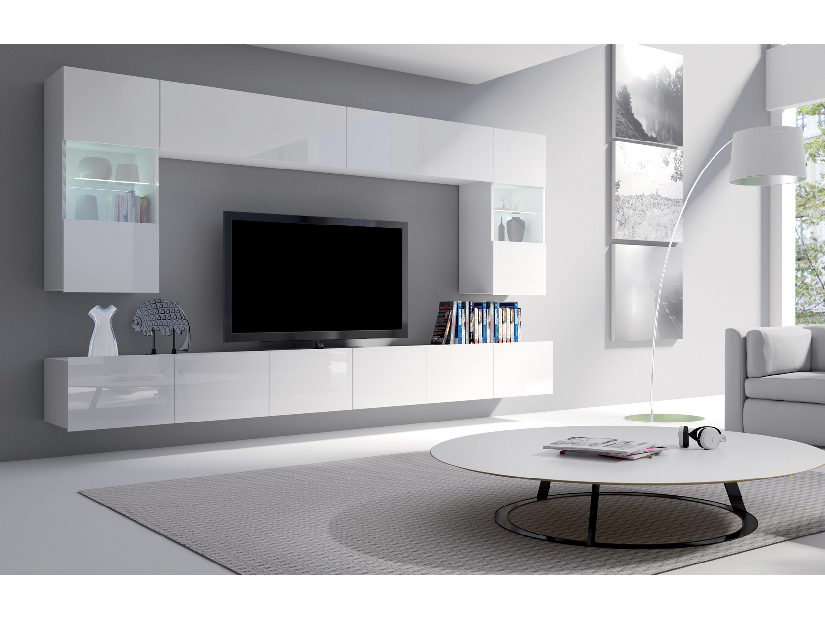 Obývací stěna Calabria C1 (bílá) (bez osvětlení) *výprodej