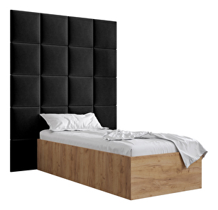 Jednolůžková postel s čalouněným čelem 90 cm Brittany 3 (dub craft zlatý + černá) (s roštem)