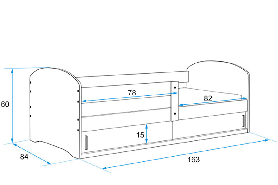 Dětská postel 80 x 160 cm Lukan (borovice + vzor tommy) (s roštem, matrací a úl. prostorem)