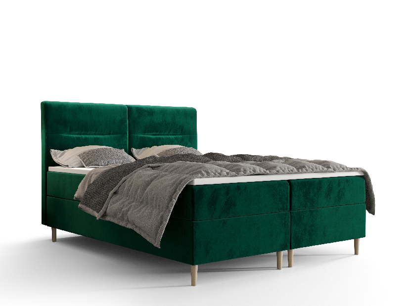 Manželská postel Boxspring 160 cm Saruta (olivová) (s matrací a úložným prostorem)