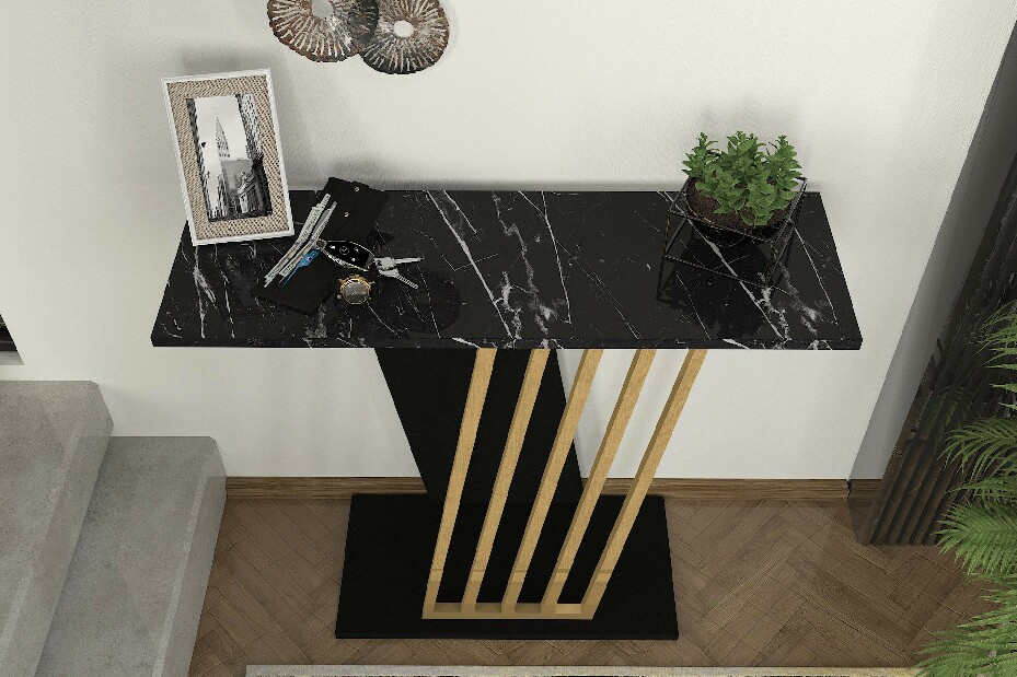 Konzolový stolek Glumy (Černá + Zlatá)