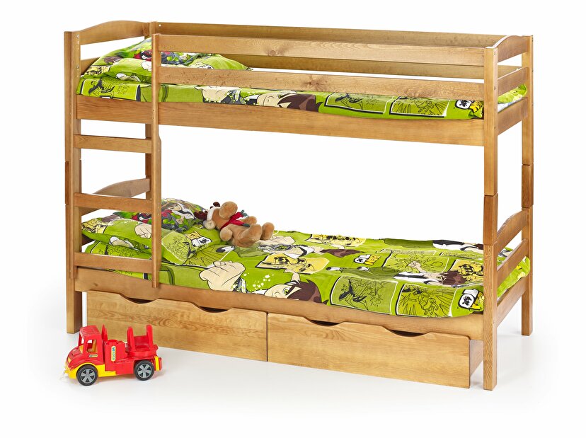 Patrová postel 80 cm Sana (masiv, s roštem a matrací) (borovice)