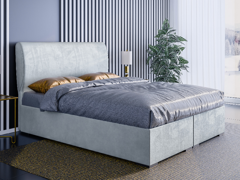 Jednolůžková postel Boxspring 120 cm Simoon (světle šedá) (s matrací a úl. prostorem)