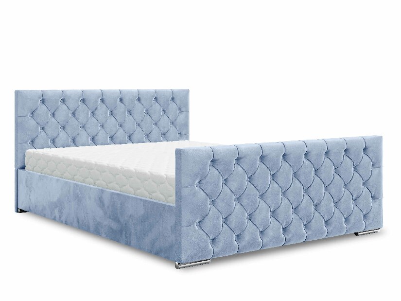 Manželská postel 160 cm Velva (světle modrá) (s roštem a úložným prostorem)