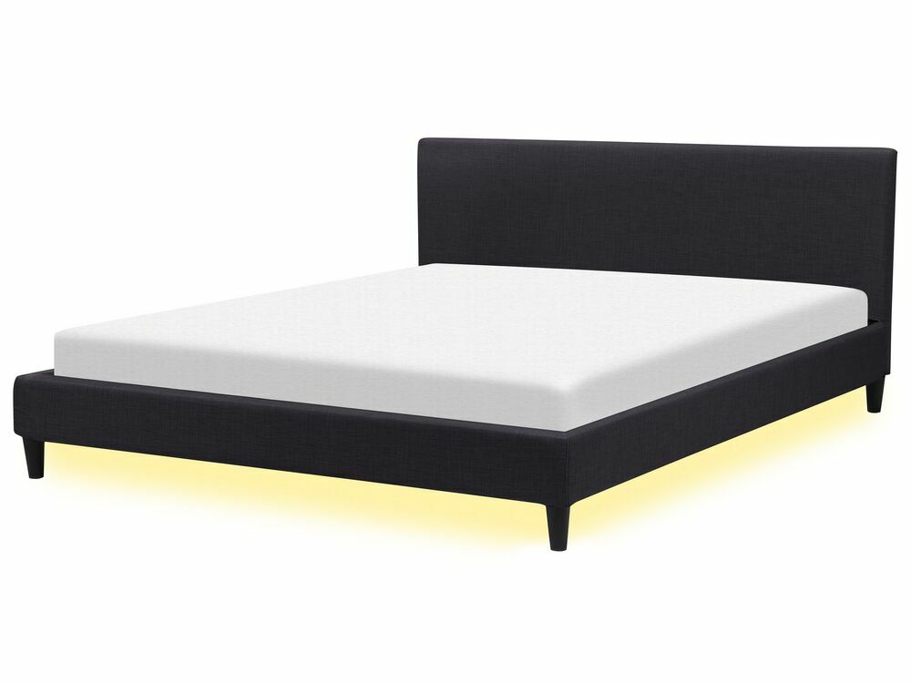 Manželská postel 180 cm FUTTI (s roštem a LED osvětlením) (černá)