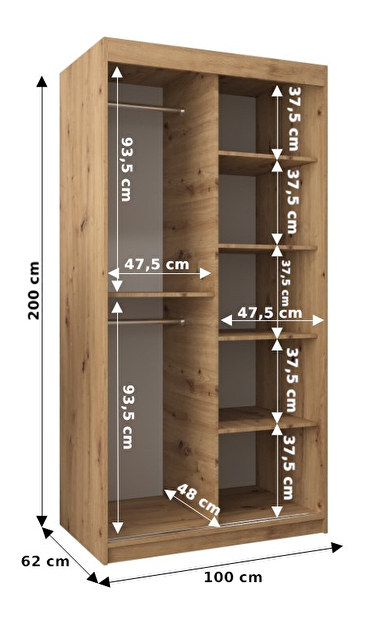 Šatní skříň 100 cm Toki 1 (Dub artisan + Dub artisan)