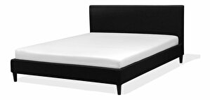 Manželská postel 160 cm FUTTI (s roštem a LED osvětlením) (černá)