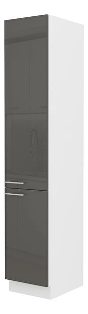 Potravinová kuchyňská skříňka Lavera 40 DK 210 2F (bílá + lesk šedý)
