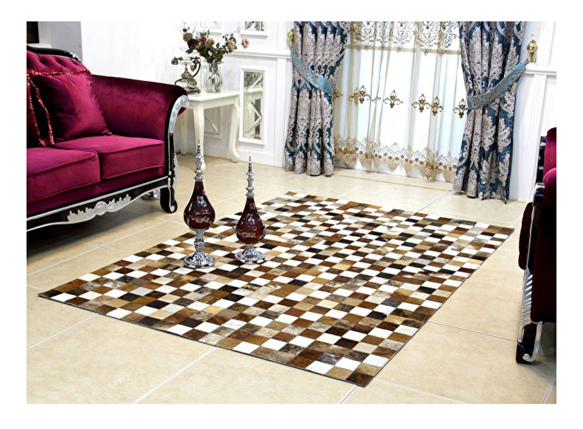 Kožený koberec TYP 03 (hovězí kůže + vzor patchwork) *výprodej