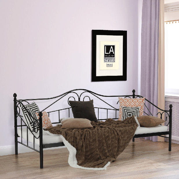 Jednolůžková postel 90 cm Danina (černá) (s roštem) *výprodej