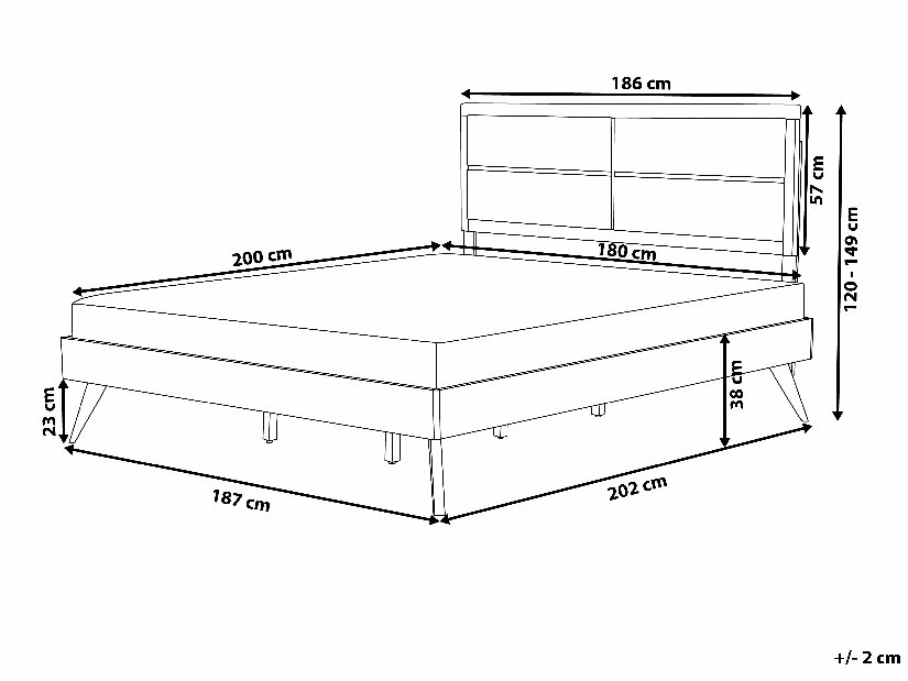 Manželská postel 180 cm POSE (s roštem) (tmavé dřevo)