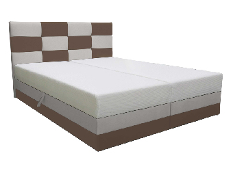 Manželská postel 160 cm Boxspring Marion Comfort (hnědá + světle šedá) (s roštem a matrací)