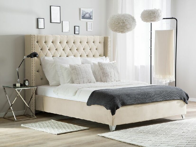 Manželská postel 160 cm LUBECK (s roštem) (béžová)