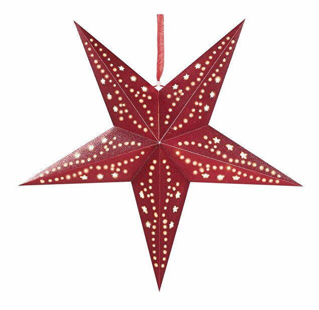 Set 2 ks závěsných hvězd 45 cm Monti (červená třpytivá)