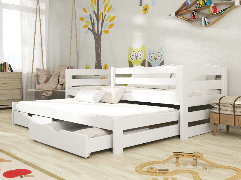 Dětská postel 90 cm Keith (s roštem a úl. prostorem) (bílá)