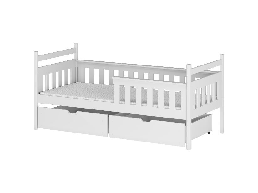 Dětská postel 90 cm Emelda (s roštem a úl. prostorem) (bílá)