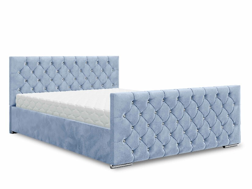 Manželská postel 140 cm Quintin (světle modrá) (s roštem a úložným prostorem)