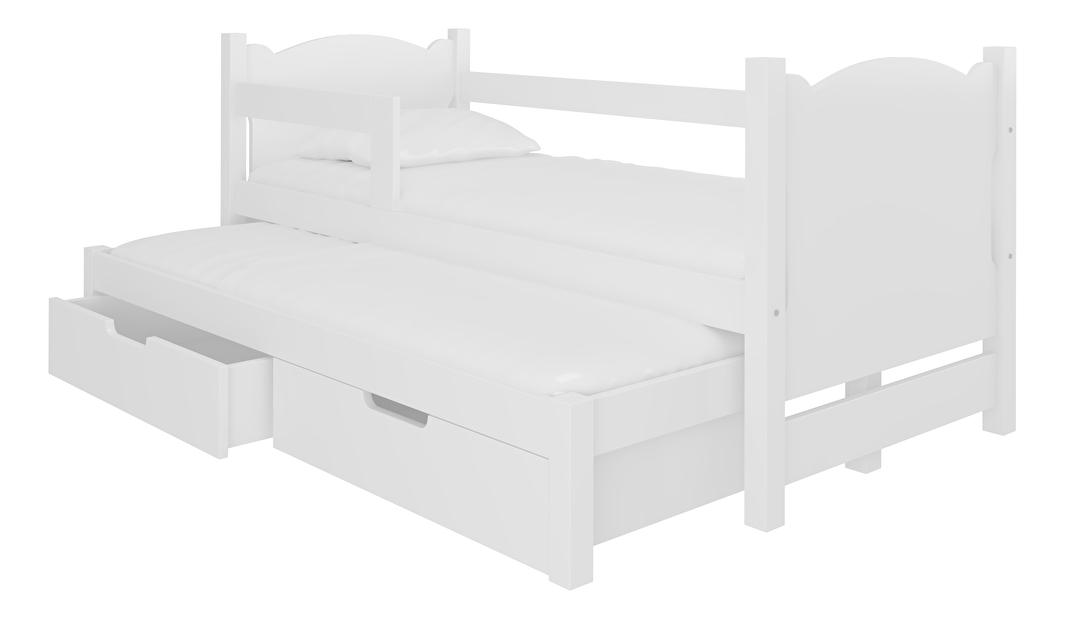 Rozkládací dětská postel 180x75 cm Chloe (s roštem a matrací) (bílá)
