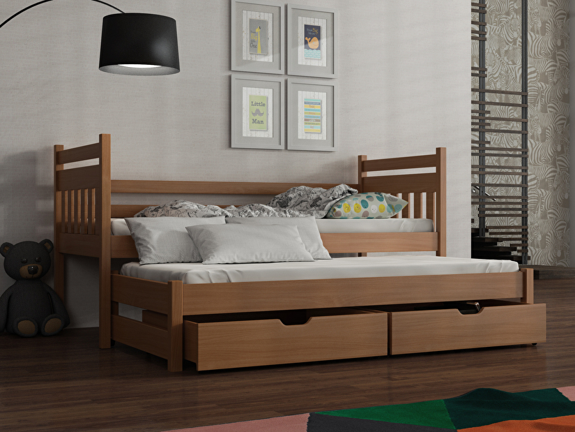 Dětská postel 80 cm DANNY (s roštem a úl. prostorem) (buk)