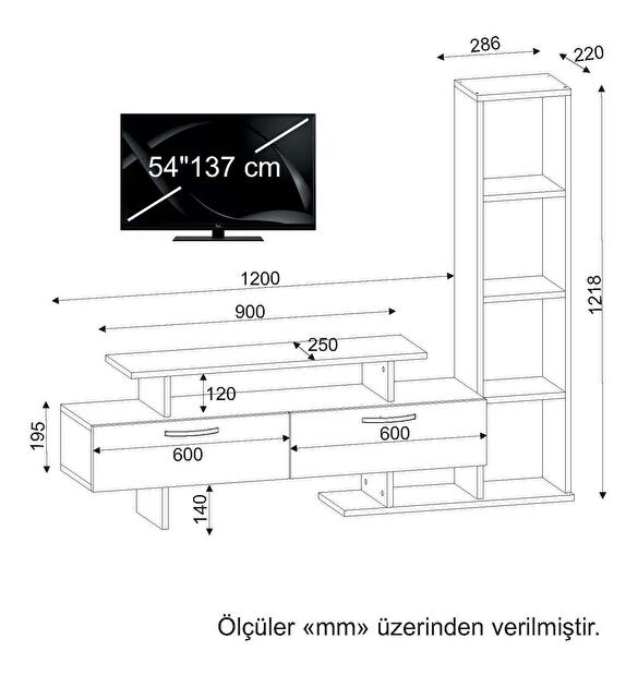 TV stolek/skříňka Milian (bílá + bordó)